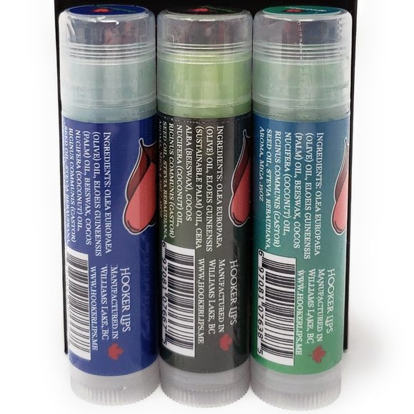 Hooker Lips Luxury Lip Balm Peppermint, Double Mint & Spearmint Variety 3 Pack - Picture 2 of 3